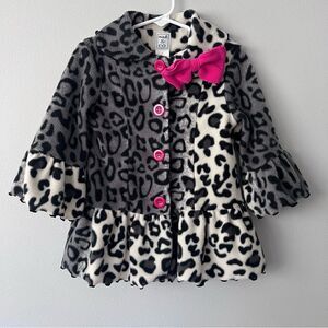Mack & Co Leopard Print Fleece Button Front Jacket Size 2T